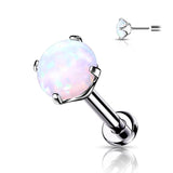 Titanium Threadless Push in Prong Set Opal Labret Cartilage