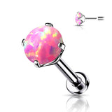 Titanium Threadless Push in Prong Set Opal Labret Cartilage