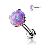 Titanium Threadless Push in Prong Set Opal Labret Cartilage