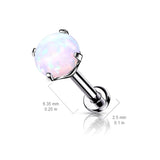Titanium Threadless Push in Prong Set Opal Labret Cartilage