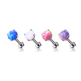 Titanium Threadless Push in Prong Set Opal Labret Cartilage