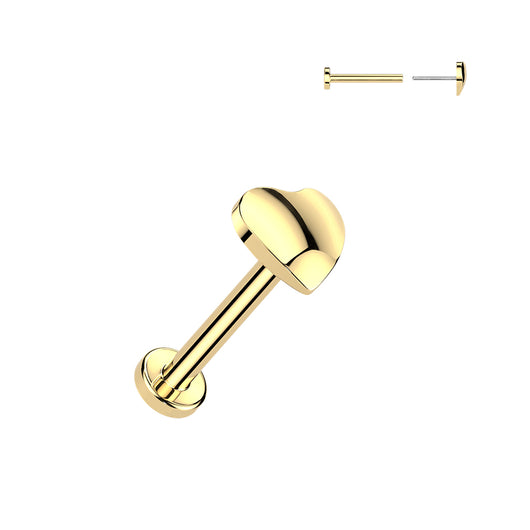 Titanium Threadless Push-In 3D Heart Labret Ear Cartilage Nose
