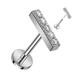 Titanium Threadless Push in 5 CNC Set CZ Bar Top Labret Cartilage