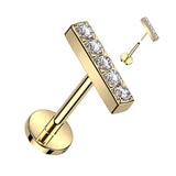 Titanium Threadless Push in 5 CNC Set CZ Bar Top Labret Cartilage
