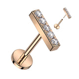 Titanium Threadless Push in 5 CNC Set CZ Bar Top Labret Cartilage
