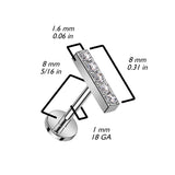 Titanium Threadless Push in 5 CNC Set CZ Bar Top Labret Cartilage
