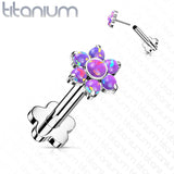 Implant Titanium Threadless Push-In Opal Flower Labret Flower Base Stud