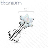 Implant Titanium Threadless Push-In Opal Flower Labret Flower Base Stud