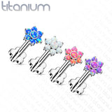Implant Titanium Threadless Push-In Opal Flower Labret Flower Base Stud