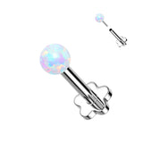 Titanium Threadless Push-In Opal Ball Top Labret Cartilage Tragus