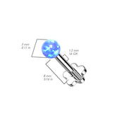 Titanium Threadless Push-In Opal Ball Top Labret Cartilage Tragus
