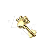 Titanium Threadless Push in Flower Base Labret With Paw Print Top