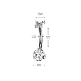 Titanium Threadless Push In CZ & Butterfly CZ Top Belly Button Ring