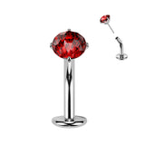 Titanium Threadless Floating Convex Base Fireworks Cut CZ Top Belly Button Ring