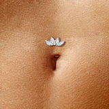 Titanium Threadless Floating Convex Basel 5 CZ Fan Top Belly Button Ring