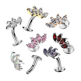 Titanium Threadless Floating Convex Basel 5 CZ Fan Top Belly Button Ring