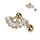 Multi Square CZ Fan Top Ear Cartilage Helix Daith Tragus Barbell Earrings