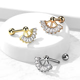 Multi Square CZ Fan Top Ear Cartilage Helix Daith Tragus Barbell Earrings