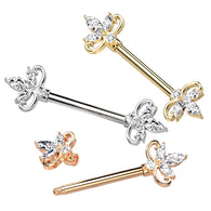 Pair Double Heart Marquise CZ Nipple Barbell