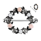 Pair Floral Wreath Nipple Shield Rings