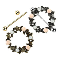 Pair Floral Wreath Nipple Shield Rings