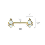 Pair Double Opal and CZ Ends Nipple Barbell
