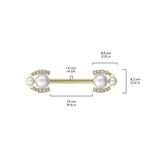 Pair Pearl & CZ Paved Horseshoe Edges Barbell Nipple Rings