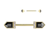 Pair Black Pointed Baguette CZ Ends Nipple Barbell