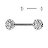 Pair CZ Celtic Cross Ends Nipple Barbell