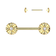 Pair CZ Celtic Cross Ends Nipple Barbell
