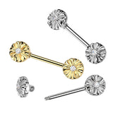 Pair CZ Celtic Cross Ends Nipple Barbell