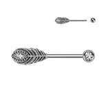 Pair Feather & Bezel Set Gem Nipple Barbell