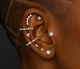Titanium Threadless Push In Square Moissanite Top Labret Tragus Rock