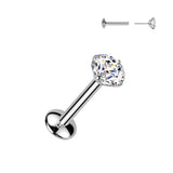 Titanium Threadless Round Moissanite Top Labret Tragus Lobe Helix