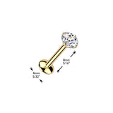 Titanium Threadless Round Moissanite Top Labret Tragus Lobe Helix