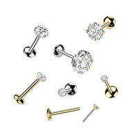 Titanium Threadless Round Moissanite Top Labret Tragus Lobe Helix