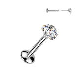 Titanium Threadless Heart Moissanite Top Labret Tragus Lobe Helix