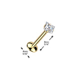Titanium Threadless Push In Square Moissanite Top Labret Tragus Rock