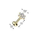 Titanium Threadless Push In Flower Moissanite Top Labret Tragus Rock