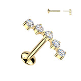 Titanium Threadless Push In Curved Moissanite Top Labret Tragus Helix