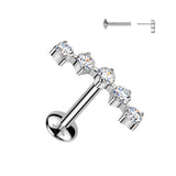 Titanium Threadless Push In Curved Moissanite Top Labret Tragus Helix