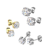 Pair of Titanium Prong Set Moissanite Earring Studs 2ct./pair and 4ct./pair