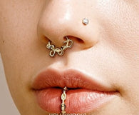 Titanium Round Moissanite Stone Nose Screw Ring