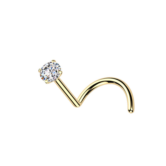 Titanium Round Moissanite Stone Nose Screw Ring