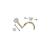 Titanium Round Moissanite Stone Nose Screw Ring