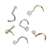 Titanium Round Moissanite Stone Nose Screw Ring