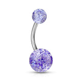 Assorted Color Ultra Glitter Ball Navel Belly Button Rings