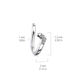 CZ Lined Small Chevron Non Piercing Nose Ring Ear Clips