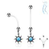 Turquoise Sun Pregnancy BioFlex Barbell Navel Belly Button Ring