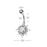 CZ Center With CZ Edge Compass Belly Button Ring